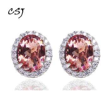

CSJ Diaspore Zultanite Stud Earrings 925 Sterling Silver Color changes gems Fine Jewelry Women Lady Wedding Engagment Party Gift