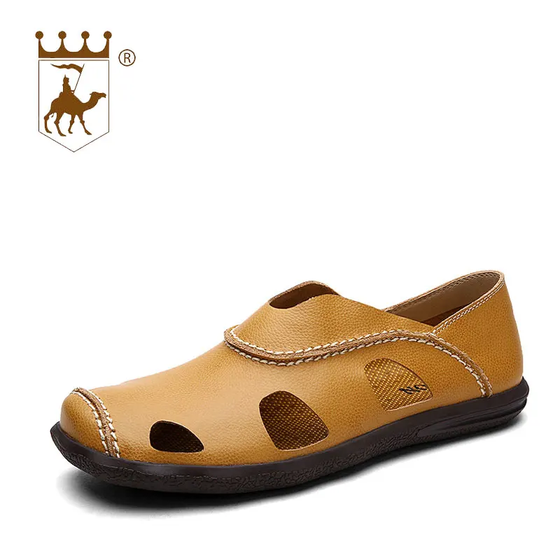

BACKCAMEL 2018 New Summer Casual Men Shoes Hole Leather Sandals Men's Leather Lazy Shoes Simple Style Top Quality Hot Size 38-44