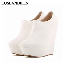 2018 New Fashion Wedges Pumps Round Toe 14Cm Wedge High Heels Platform Woman Elegant Summer Female Casual Shoes NLK-B0099 цена 2018 New Fashion Wedges Pumps Round Toe 14Cm Wedge High Heels Platform Woman Elegant Summer Female Casual Shoes NLK-B0099 цены онлайн