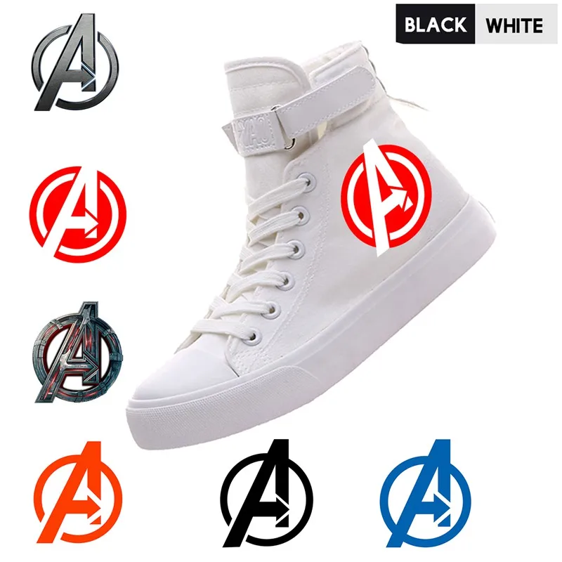 

New Summer Marvel Avengers Print High Top Canvas Uppers Women Shoes Canvas With VelcroShoelace Customized Trendy Sneakers A19525