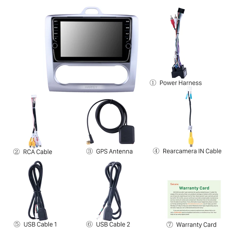 Clearance Harfey 2Din HD Car Stereo Android 8.1 for Ford Focus Exi AT 2004 2005 2006 2007 2008 2009 2010 2011 with DSP 4RAM 32ROM 2.5D IPS 2