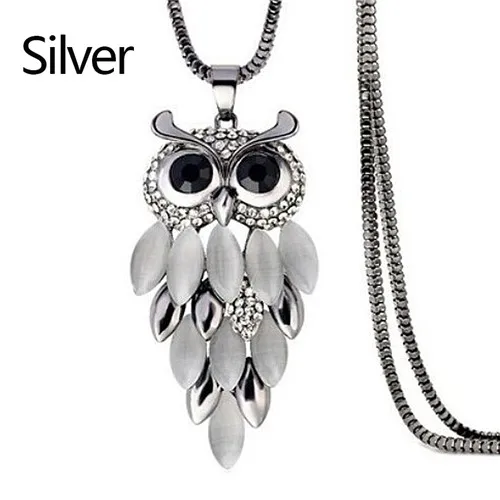 Halskette Anhänger große Kristall Eule gothic Tier rinhoo vintage Modeschmuck