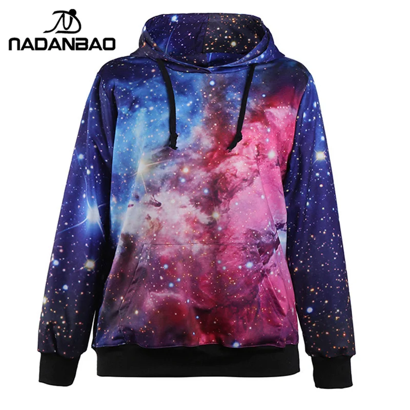 

2019 Galaxy Women Hoodies Sweatshirt Fashion moletom Suit Outside Tracksuit Print Coat With Pocket sudaderas mujer