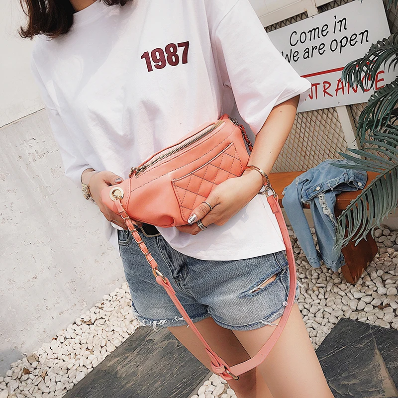 Janespri Fashion Waist Bag Women Fanny Waist Packs High Quality Quilted Belt Bag PU Leather Ladies Handbag Crossbody Chest Bag (23)