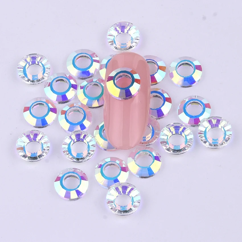 

10pcs nail crystals rhinestones Round 8mm 3d multidimensional circle nail art decoration jewelry designs for nails 2018 YHA156