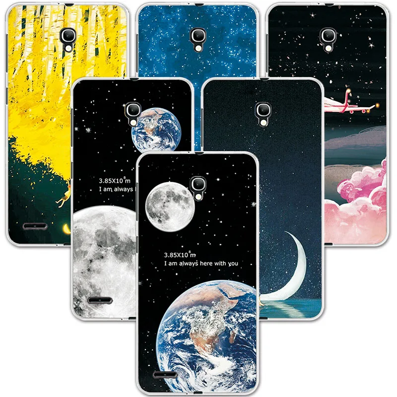 

FOR Alcatel One Touch Pop 2 (5) 7043 7043Y 7043K 7044 Couple Style Silicone Phone Case Space Stars Fantasy Art Print Back Cover