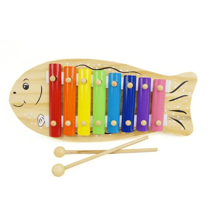 

New Children Baby 8 Scales Wooden Musical Toys Instruments Toy Fish Model Percussion Instruments Toys For Kids H410