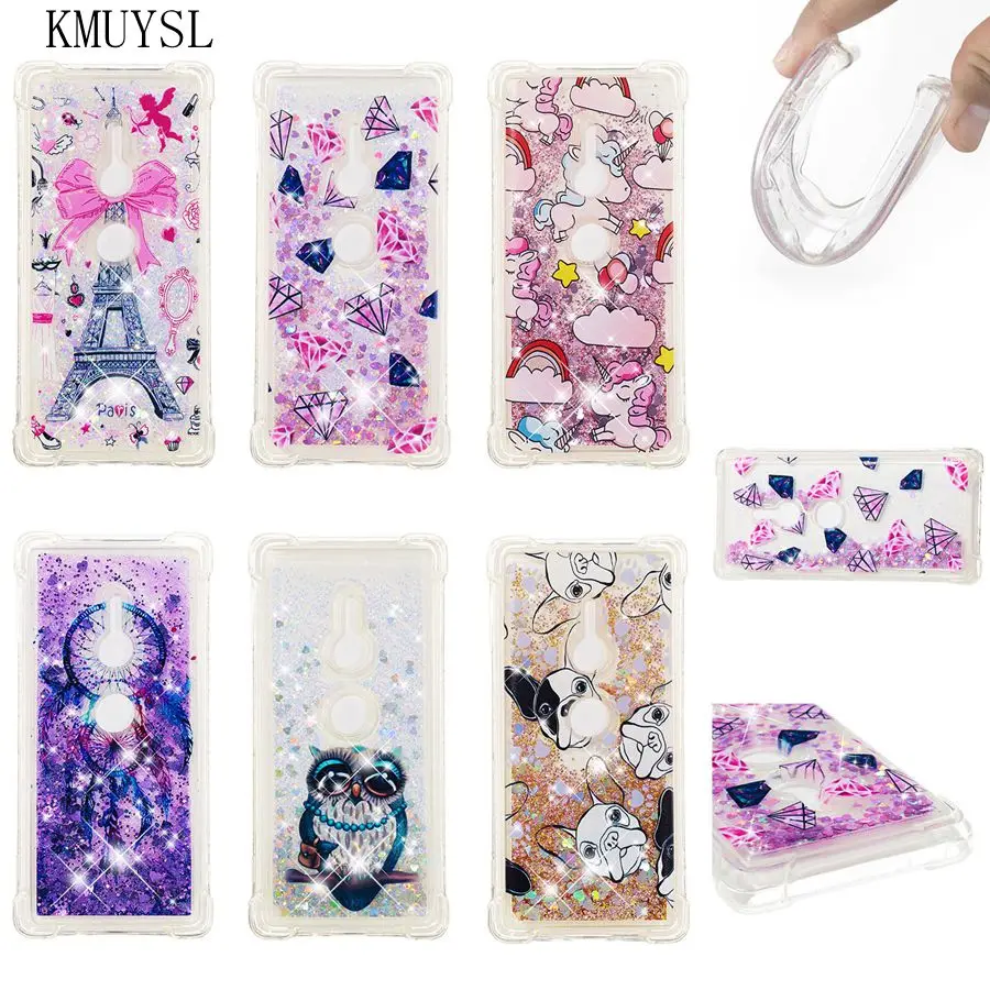 

KMUYSL Dynamic Quicksand Liquid cases For Coque Sony Xperia XZ2 case Glitter Silicone soft TPU case cover For Xperia XZ2 compact