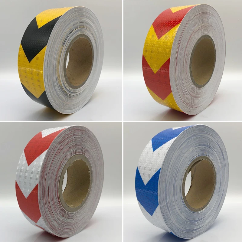 50mmx30m  Colors Arrow Pattern Mesh Reflective Ribbon Car Sticker Automotive Style Vehicle Truck Motorcycle Warning Tape