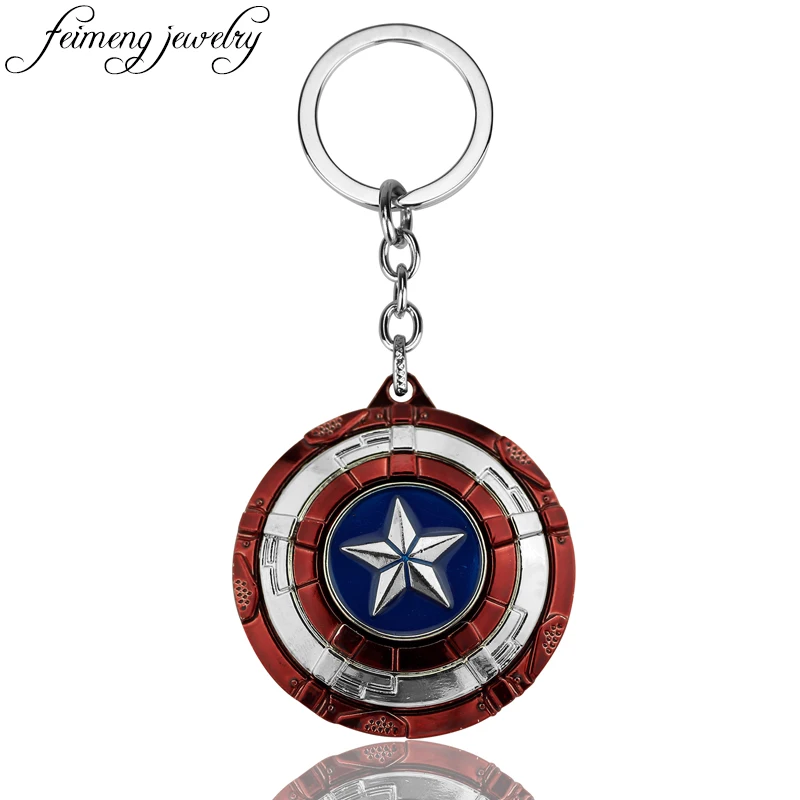 

The Avengers Captain America Keychain Superhero Star Shield Pendant Keyring Car Key Chain Accessories Batman Marvel Key Chains