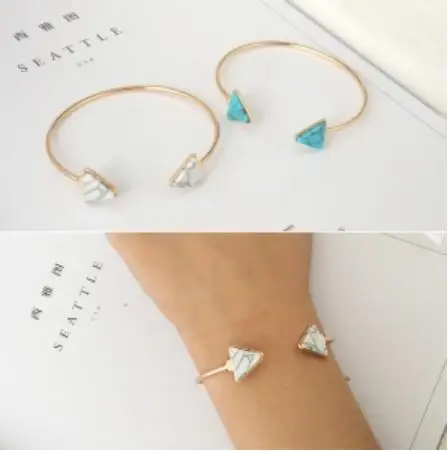 

L 141 1 piece 2018 hot sale personality punk gothic marble texture triangle geometry alloy open bracelet factory direct