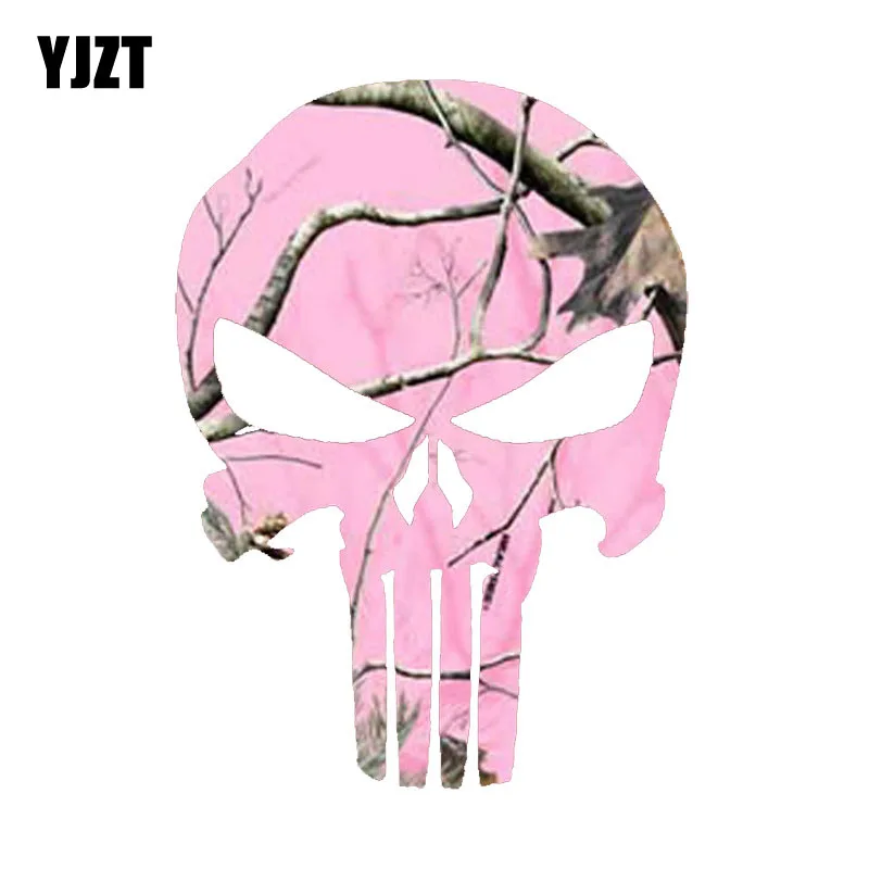 

YJZT 10.9CM*15CM Beautiful CAMO PUNISHER SKULL Reflective Personality Car Sticker C1-7197