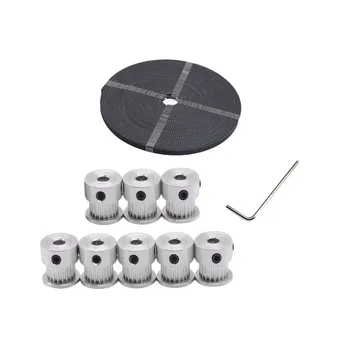 

Free shipping 8pcs 20 teeth GT2 Timing Pulley Bore 5mm + 5M High quality GT2 timing Belt for 3D printer