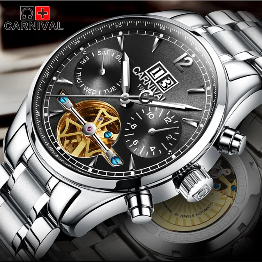 Carnival Luxury Brand Tourbillon Mechanical Watches Top Quality Full ...