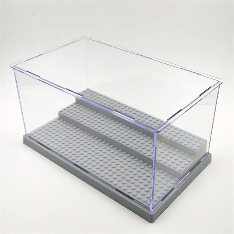  [Yamala] Display Case/Box Dustproof ShowCase Gray Base For  Blocks Acrylic Plastic Building Block Display Box Gifts For Boys