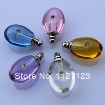 

Free shipping!!!50pcs/lot New!mixed color Set auger droplets Crystal Perfume & Aroma Oil Vial Pendants