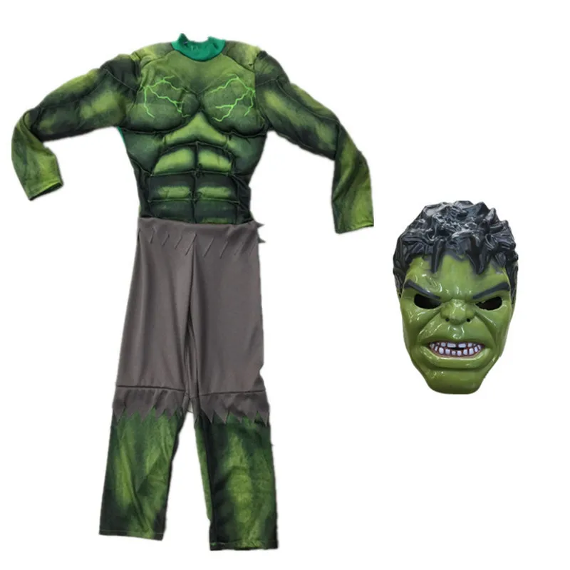 Костюм Халка «мстители» для детей/нарядное платье/вечерние карнавальные костюмы на Хэллоуин для мальчиков; детская одежда для костюмированной вечеринки; аксессуары - Цвет: Зеленый
