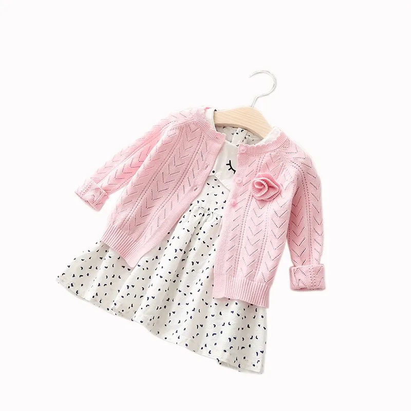 

Rlyaeiz 2018 Spring Autumn Thin Baby Girls Sweater Hollow Knitting Cardigan Casual Long-Sleeve Pure Color Flowers Girl Sweater