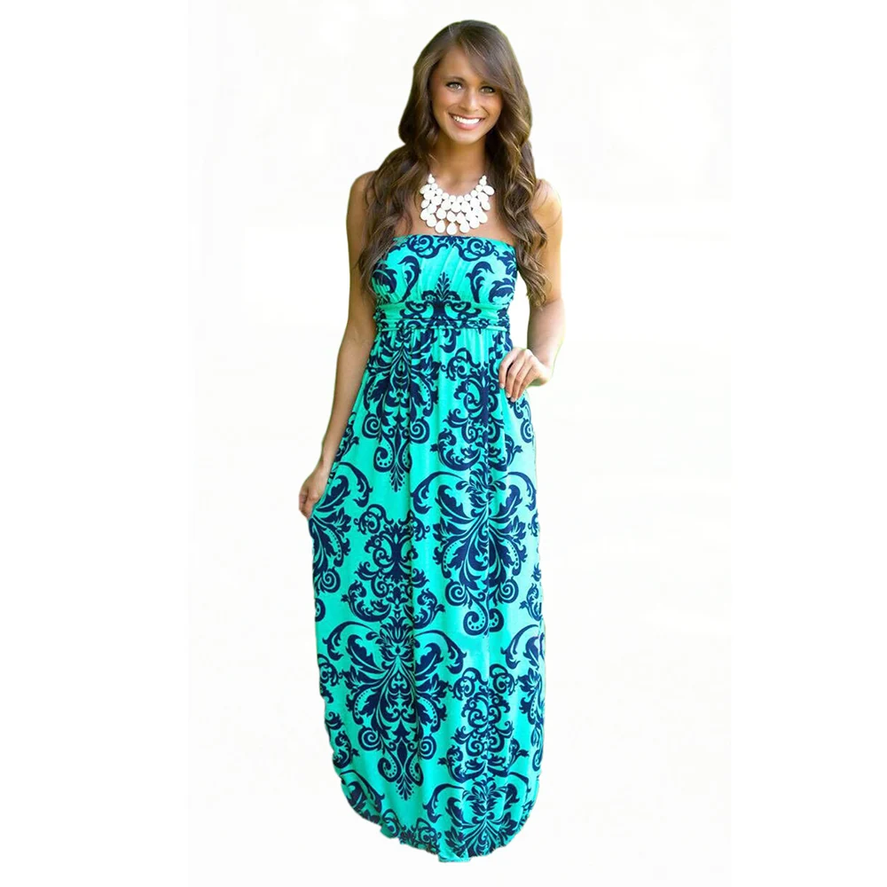 Wholesale 2016 Summer Women Long Beach Dress Bohemian Sleeveless Floral Printed Sexy Strapless Boho Maxi Dress Sexy Empire Dress Vestidos Buy Cheap 2016 Summer Women Long Beach Dress Bohemian Sleeveless Floral Printed Sexy Strapless Boho Maxi Dress Sexy Empire Dress Vestidos