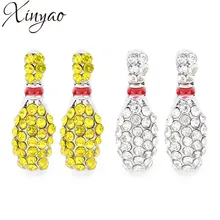 XINYAO модные ювелирные изделия белого цвета серьги гвоздики Кристалл Камень Спорт шар боулинг серьги гвоздики для женщин ювелирные изделия F7381