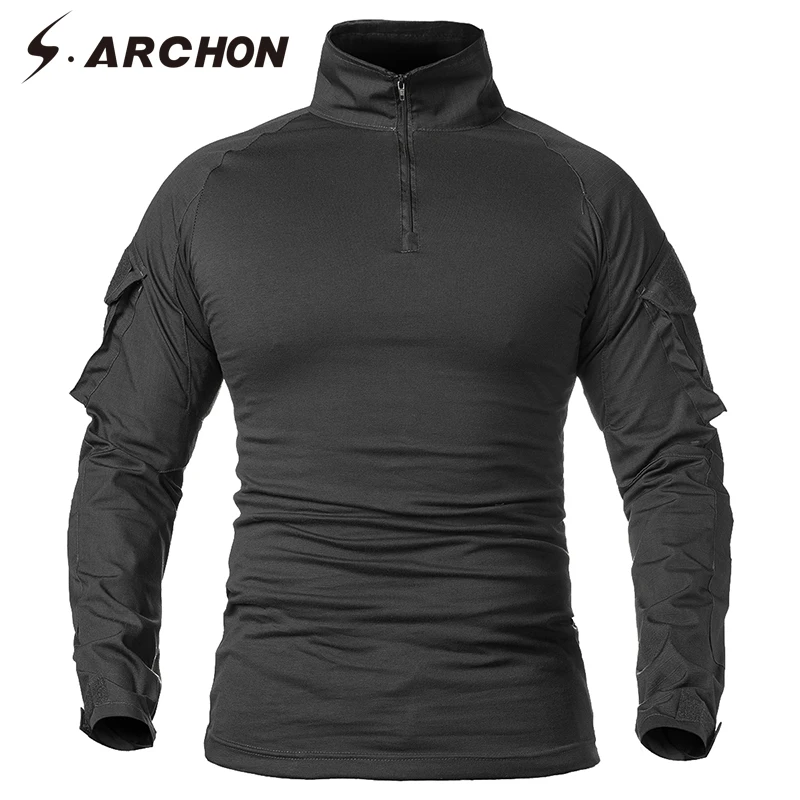 Billig S. ARCHON Taktische Militärische T Hemd Männer Langarm SWAT Soldat Kampf Uniform Shirts Fitness Atmungsaktive Paintball Armee T Shirt