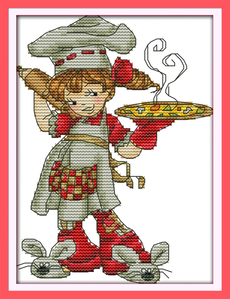 

Elf chef counted printed on fabric DMC 14CT 11CT Cross Stitch kitsembroidery needlework Sets Home Decor