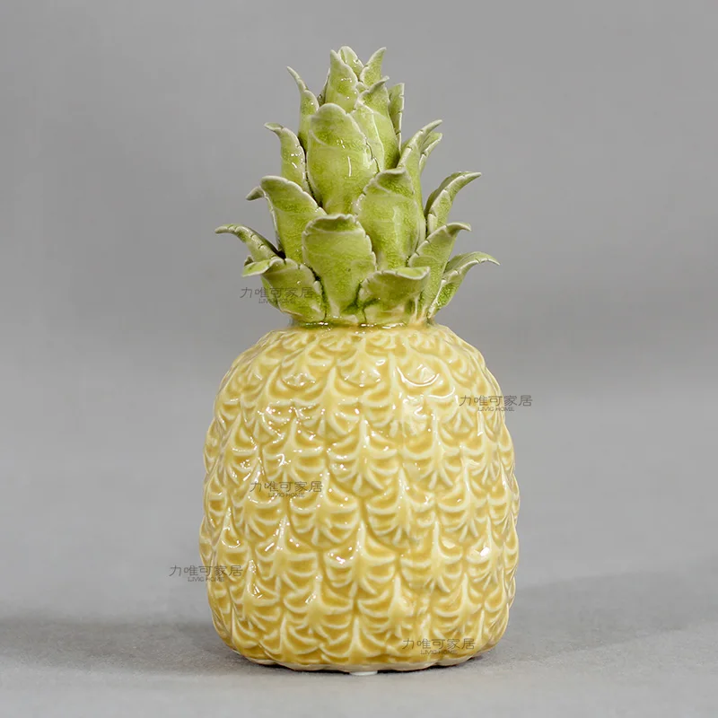 

natural ceramic simulation abstract pineapple home decor crafts room decoration handicraft porcelain figurine articles gift