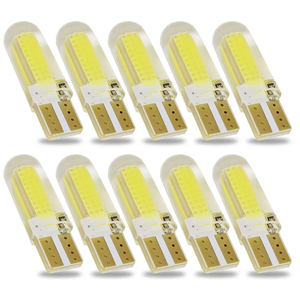 

Safego 10pcs T10 LED W5W LED Bulbs Car Interior Light COB Marker Lamp 12V 194 501 Auto Bulb Wedge Parking Dome Light White