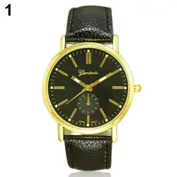 Для Мужчин's Женева Мода Повседневное Искусственная кожа Группа Аналоговые кварцевые наручные часы подарок horloges mannen Для мужчин s часы