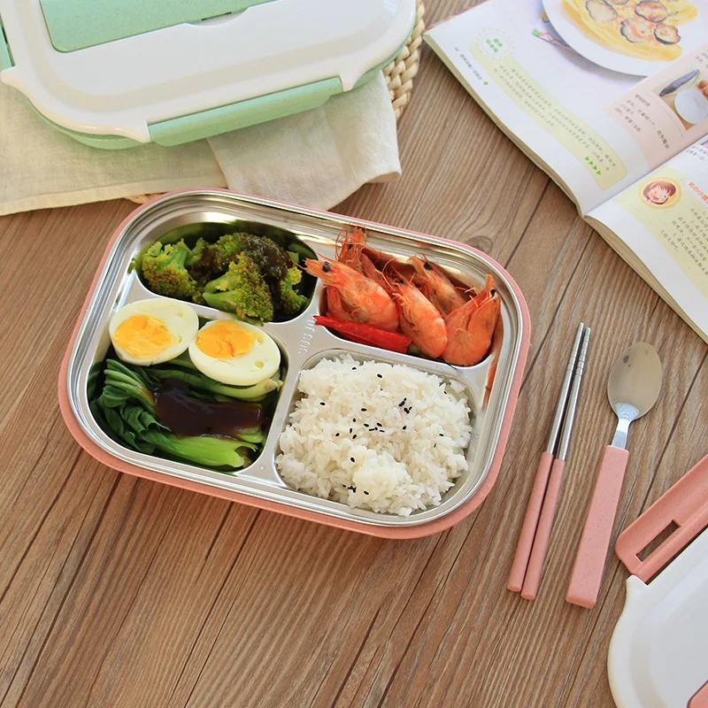 Hot Sale Stainless Steel Lunch Box with spoon Thermos Korean Portable