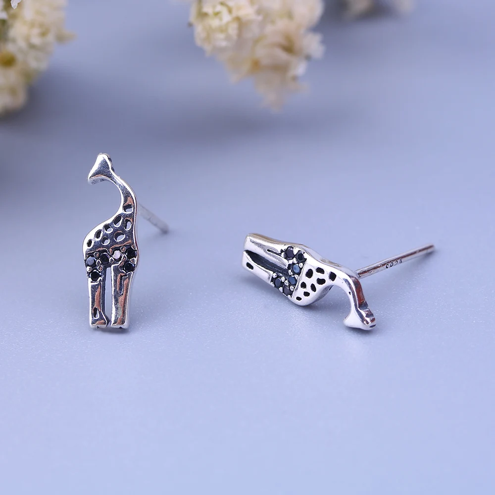 

VOJEFEN Hypoallergenic 925 Sterling Silver Little Giraffe Stud Earrings for Kids (Nickel Free),Animal Silver Earrings