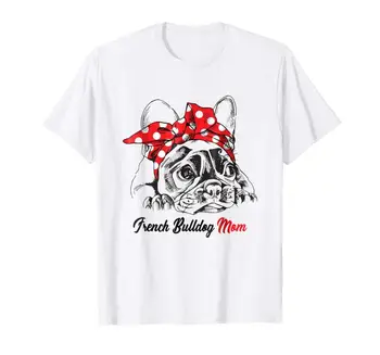 

2019 Summer T Shirt French Bulldog Mom Red Bandana Men T-shirt Gift Dog Lover