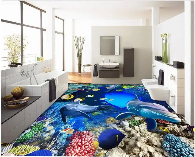 3d flooring custom custom PVC 3d bathroom flooring