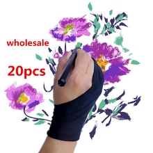 20 шт черная 2 пальца перчатка художника анти-обрастающая для рисования живопись цифровой планшет перчатка для письма для студентов искусства