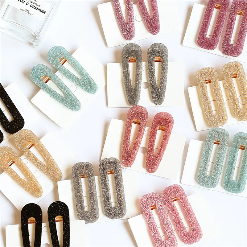 

Korean Style Glitter Acrylic Geometric Rectangle Drop Hair Clips for Women BB Hairpins Barrettes Women Girls Hair Accessories