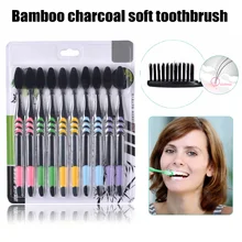 10 шт./компл. Ультра мягкий бамбукового угля нано Зубная щётка электрическая зубная щетка уход за зубами ежедневный уход Зубная щётка набор