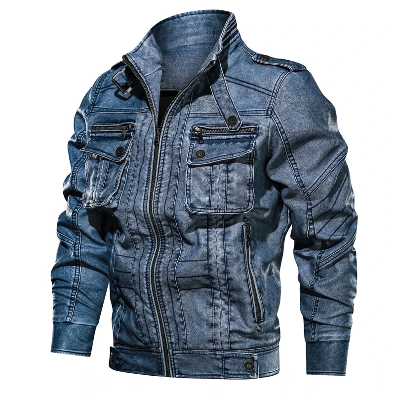 Кожаная мужская куртка Новая повседневная PU мотоциклетная кожаная куртка Мужская jaqueta couro masculina размера плюс 6XL куртка с карманами