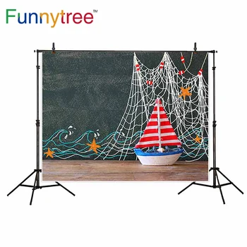 

Funnytree background for a photo shoot sailing kids boat fishing net painting photography backdrop photocall photobooth prop