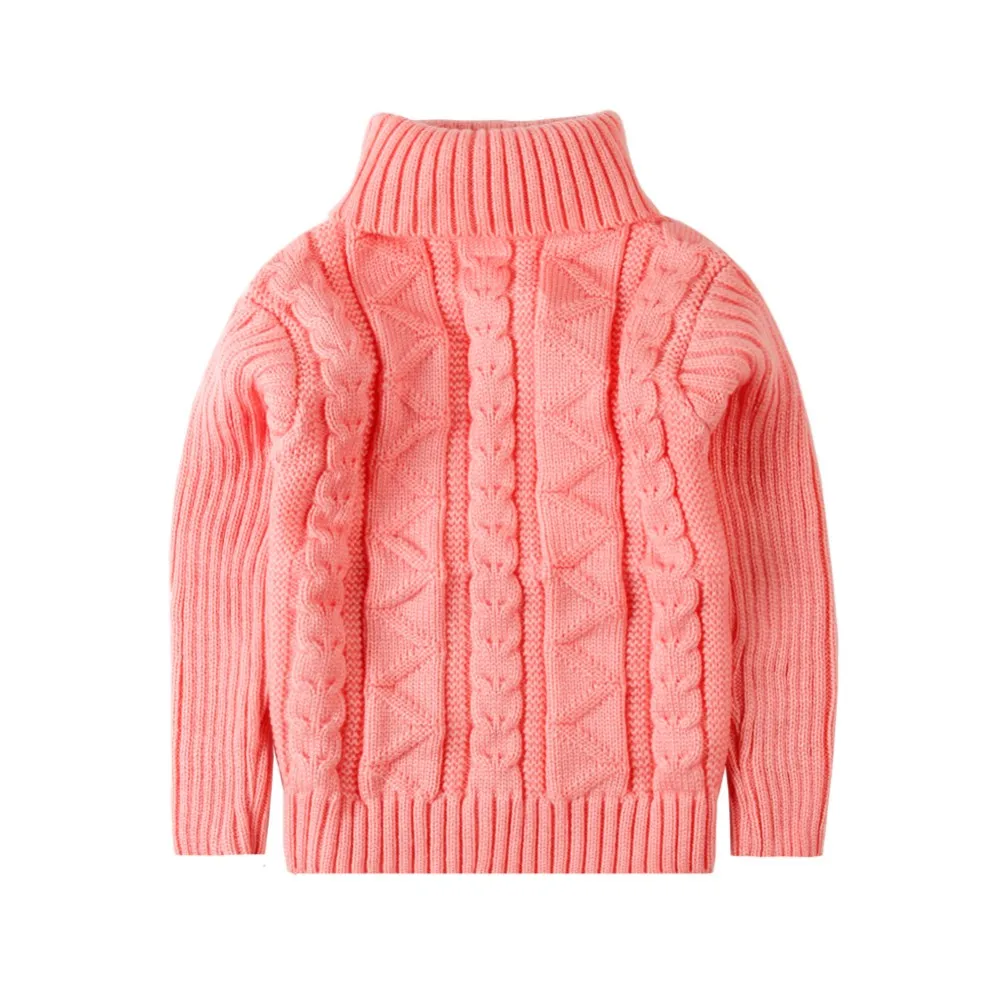 Mudkingdom детский зимние свитеры для девочек толстый вязаный малыша Термальность Теплые Топы для детей, с высоким, плотно облегающим шею воротником для мальчиков Костюмы - Цвет: Pink