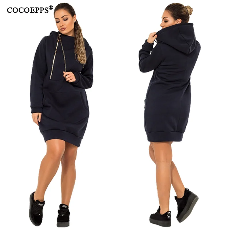 COCOEPPS размера плюс женская осенняя с капюшоном 5XL 6XL большой размер Эластичная теплая зимняя одежда Harajuku пуловер с длинным рукавом Топ