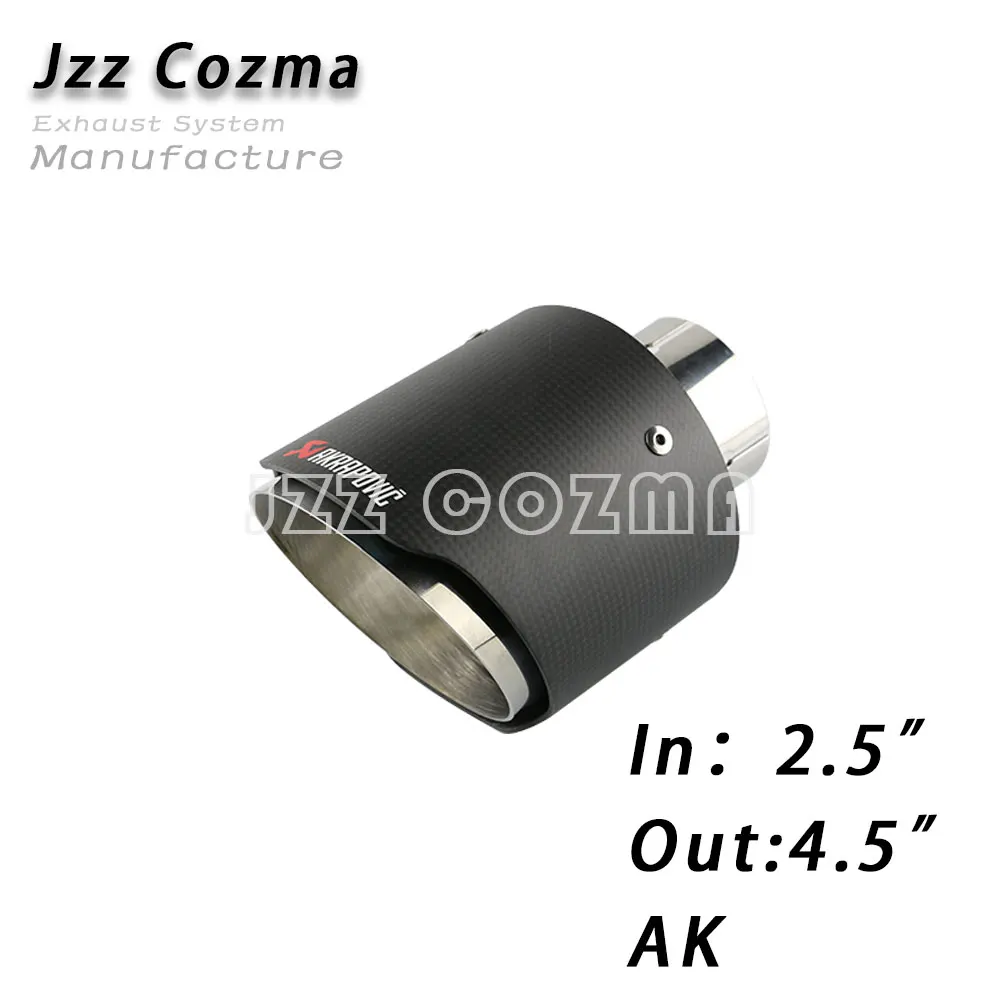 Jzz Cozma 2,2" впускная выхлопная труба для 3,5"/" /4,5" выход из углеродного волокна akrapovic выхлопная труба с выхлопными наконечниками зажим - Цвет: Matt S IN2.5 OUT4.5