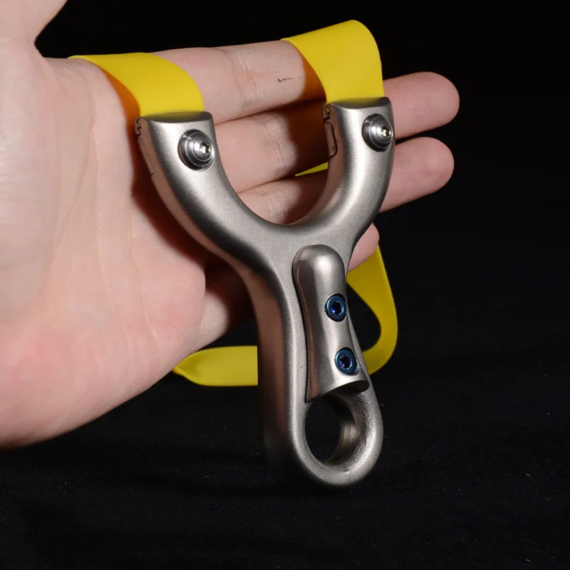 

Small Slingshot Stainless Steel Hunting Catapult with Rubber Band Free Tie Shooting Sling Shot 2019 New