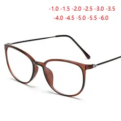 Ультралегкие TR90 готовые очки для близорукости для женщин и мужчин ретро овальные студенческие близорукие очки с диоптриями-0,5-1,0-1,5-2,0-6,0-