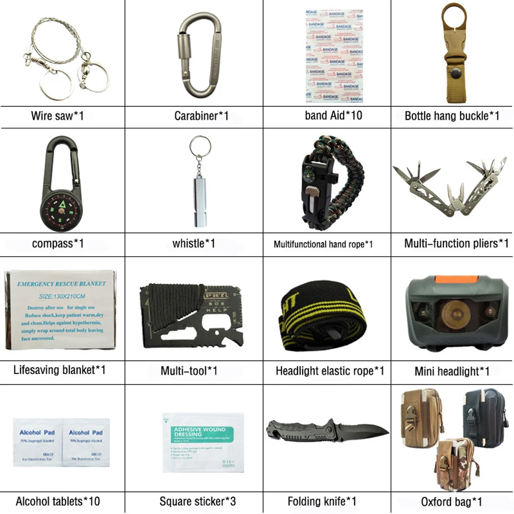 11 в 1 первой помощи EDC аварийные принадлежности Тактический набор для выживания SOS Открытый Кемпинг путешествия многофункциональный для дикой природы