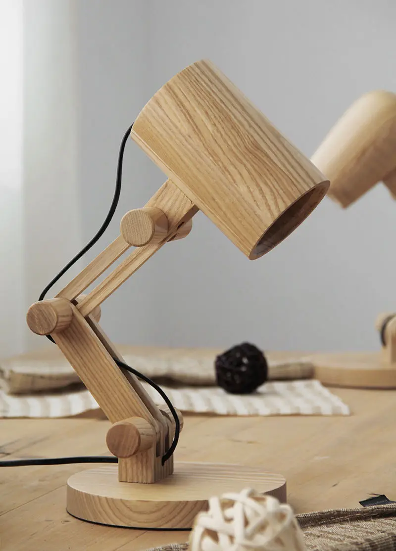 Newest Design Wood Table lamps Desk light Living Room Bedroom Decor 110-240V solid wood table lighting (10)