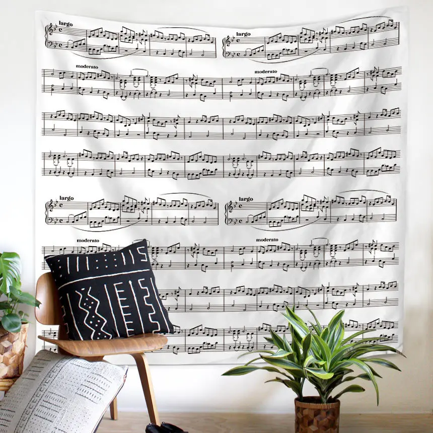 

Polyester Home Nordic Style Abstract Printed Musical Note Score Guitar Wall Tapestry Cartoon Decorative Wall Cloth Tapestries