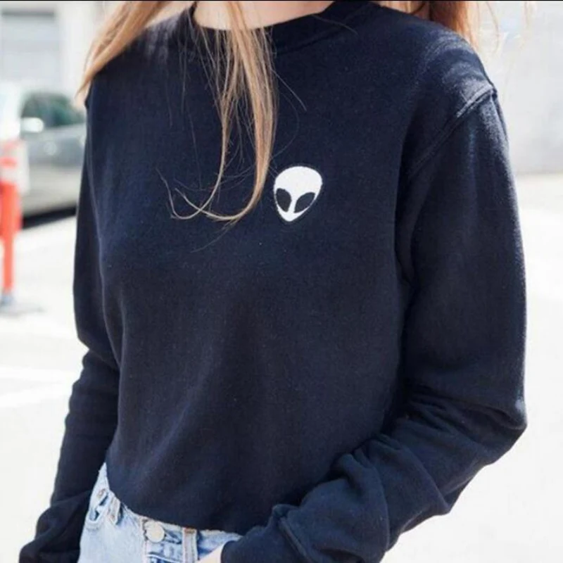 

Embroidery ET Aliens Hoodies Sweatshirts harajuku Crew neck Sweats Women Clothing Feminina Loose Short Fleece Jumper Sweats01
