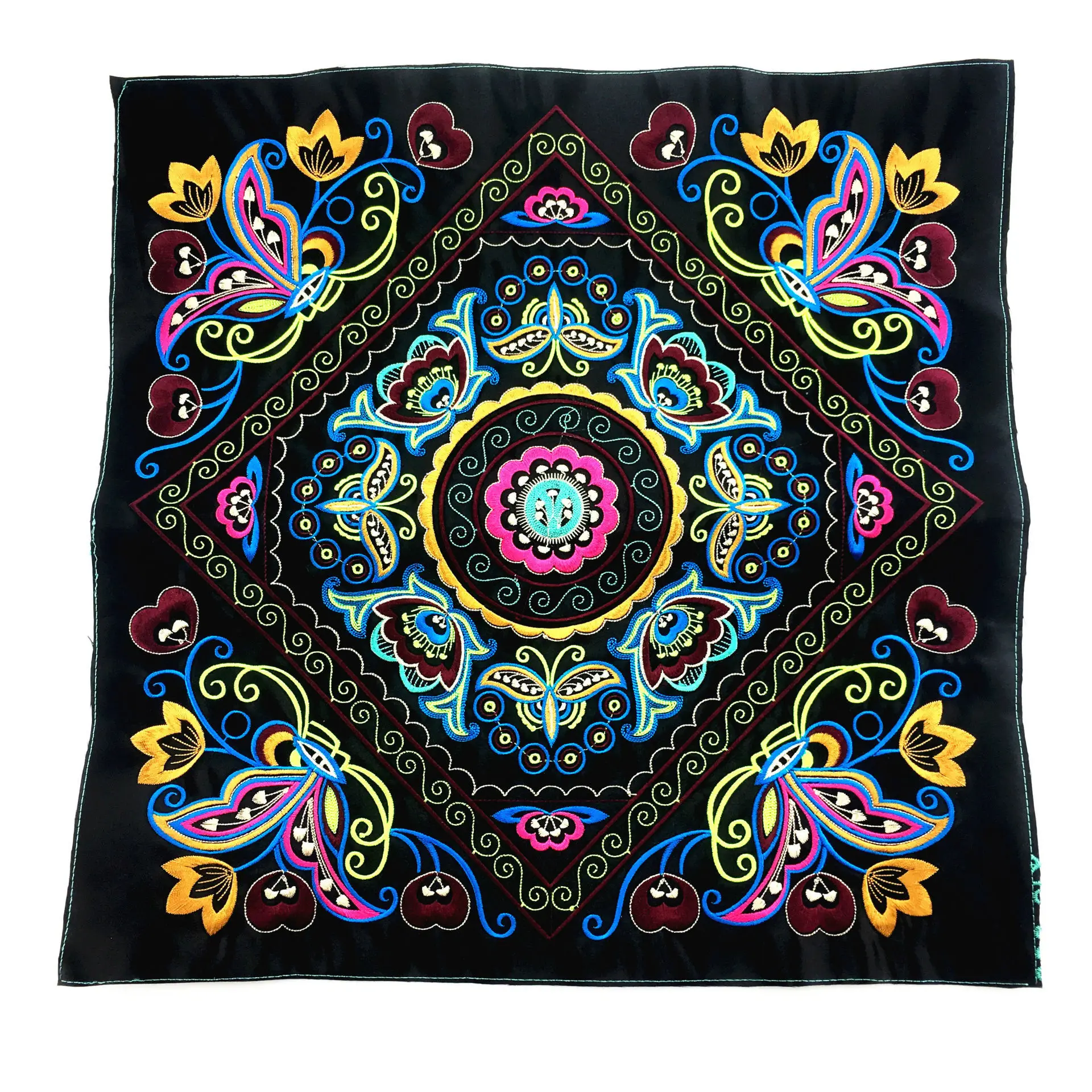 Большие квадратные нашивки с вышивкой этнические Мяо нашивки Швейные аксессуары сумка для одежды Diy вышитый цветок Бохо аппликация