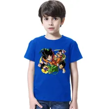 Детская футболка для мальчиков топы с короткими рукавами для мальчиков и девочек с рисунком Dragon Ball Z, одежда для мальчиков и девочек футболка с аниме «Гоку» для 3-14 лет