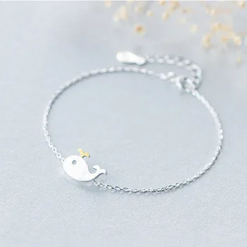 1Pcs  925 Sterling Silver Charm Bracelets For Women Cute Animal Killer Whale Shaped Girls Bracelet Fashion Statement Jewelry